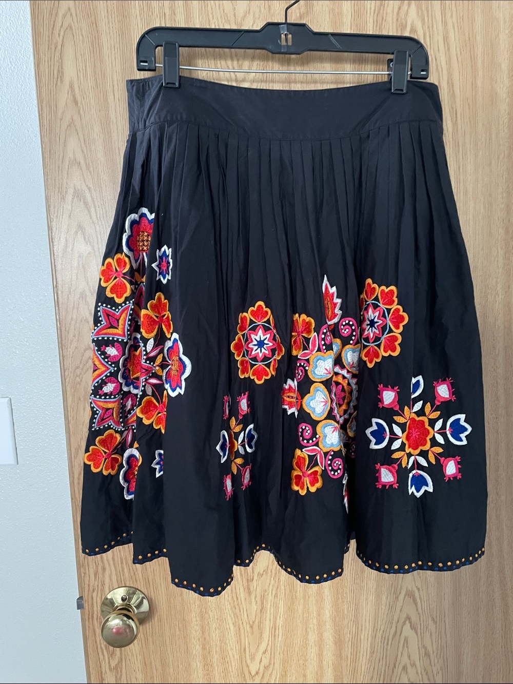 Black Embroidered Floral Midi Skirt French Connection
